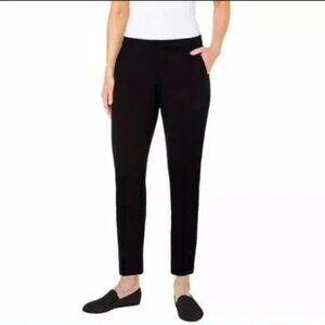 LVPL Liverpool Women Black Mid Rise Flat Front Pull On Pants Trouser, 12/31